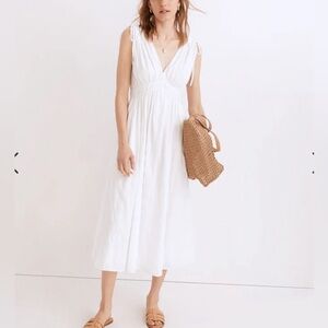 Madewell Sophia Smocked Midi Dress in Windowpane